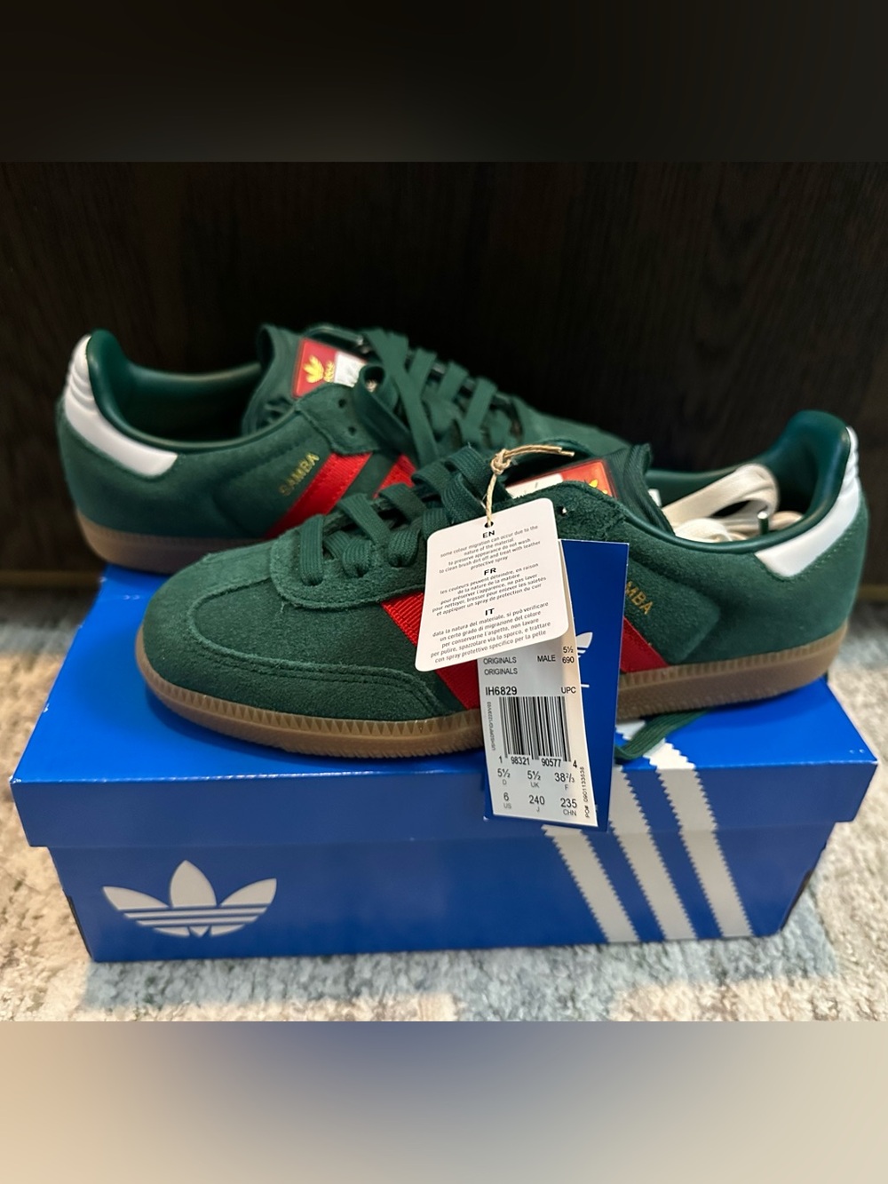 adidas Samba Men's Green Suede Sneakers